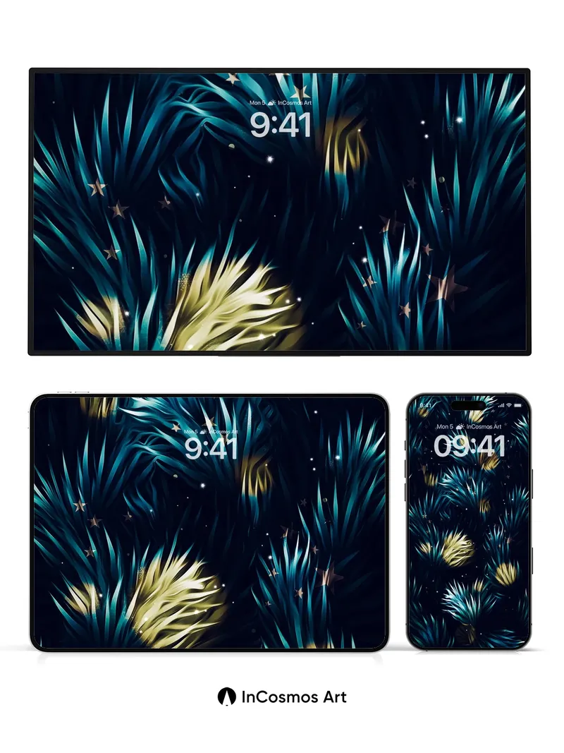 Nocturnal Bloom Wallpaper with Celestial Whispers