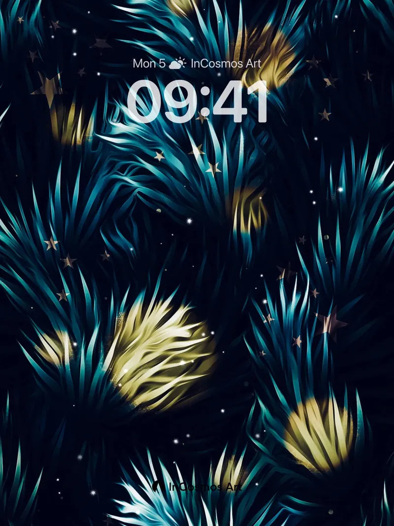 Nocturnal Bloom Wallpaper with Celestial Whispers