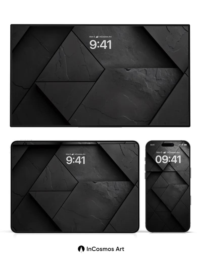 Shadowed Geometry Wallpaper with Marbled Depth