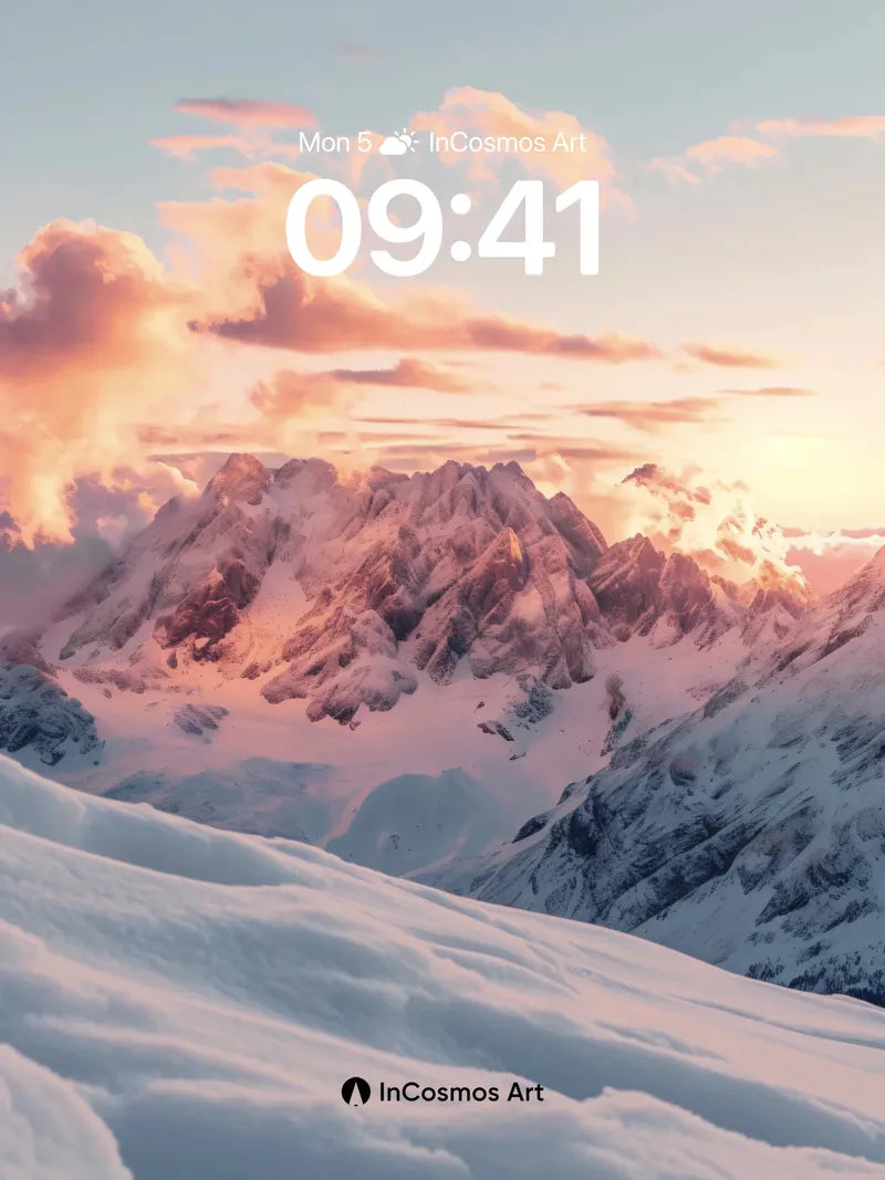 Serenity Peaks Wallpaper with Sunset Hues