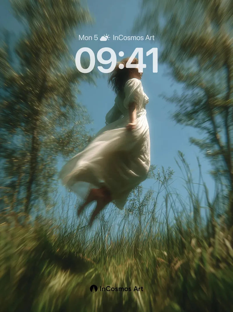 Floating Grace Wallpaper with Wind-Whispered Skirt wallpaper for iPhone, iPad & Mac