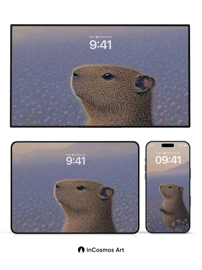 Serenity in Fur Wallpaper with Lavender Haze