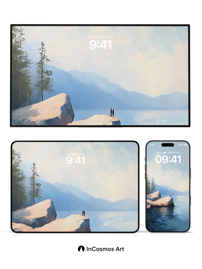 Serenity Stone Wallpaper with Distant Figures