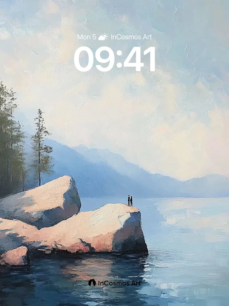 Serenity Stone Wallpaper with Distant Figures