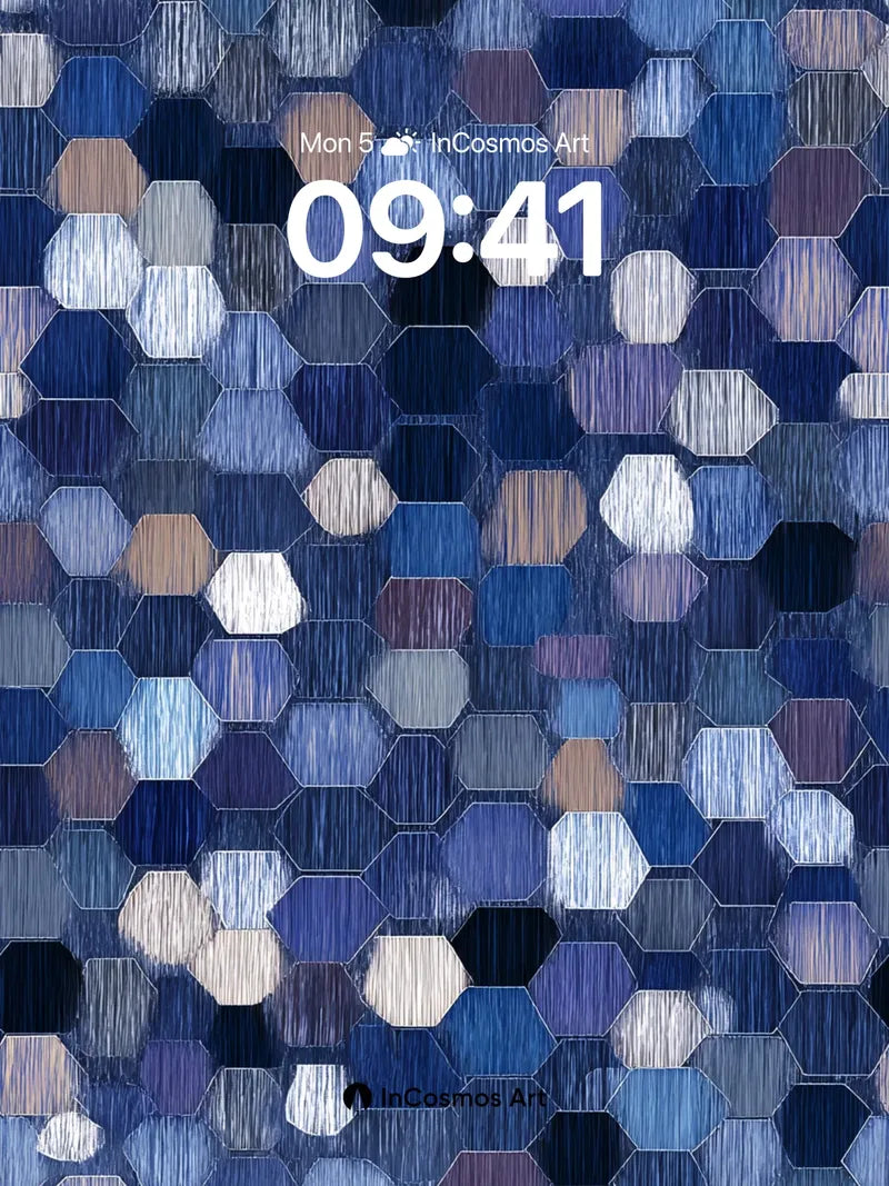 Deep Indigo Hexagon Wallpaper with Textured Weave