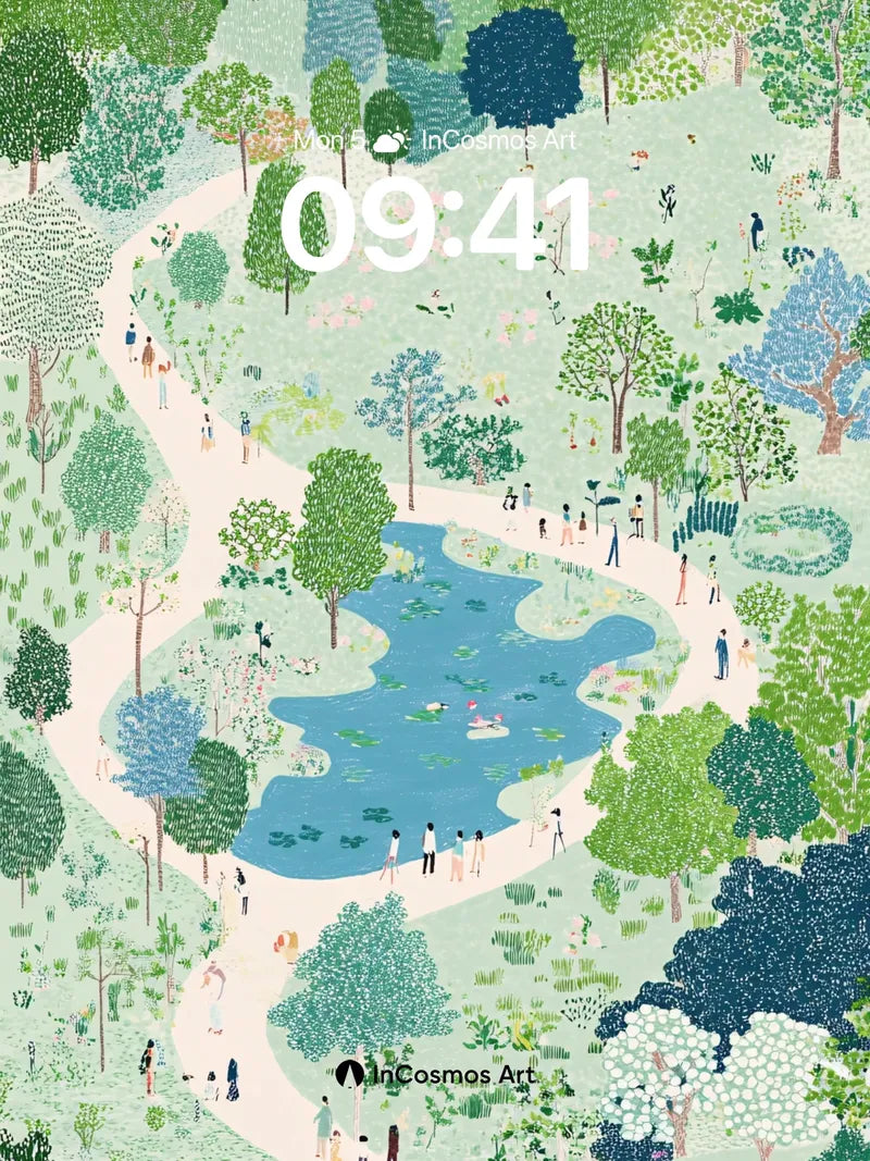 Whispering Grove Wallpaper with Floating Paths