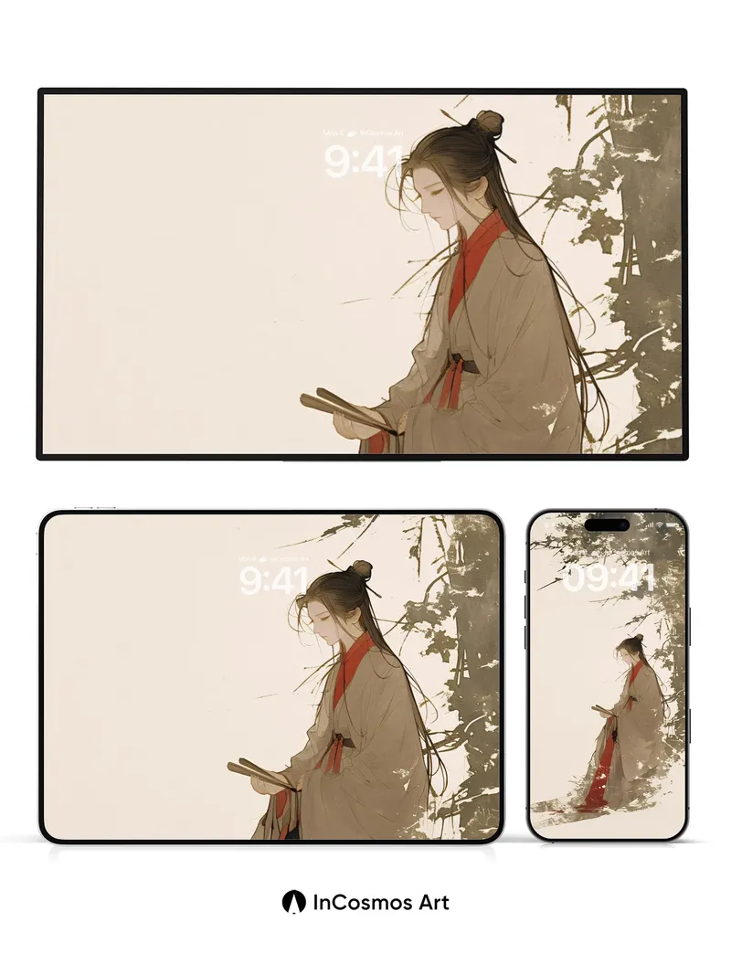 Silent Ink Wallpaper with Bamboo Whispers