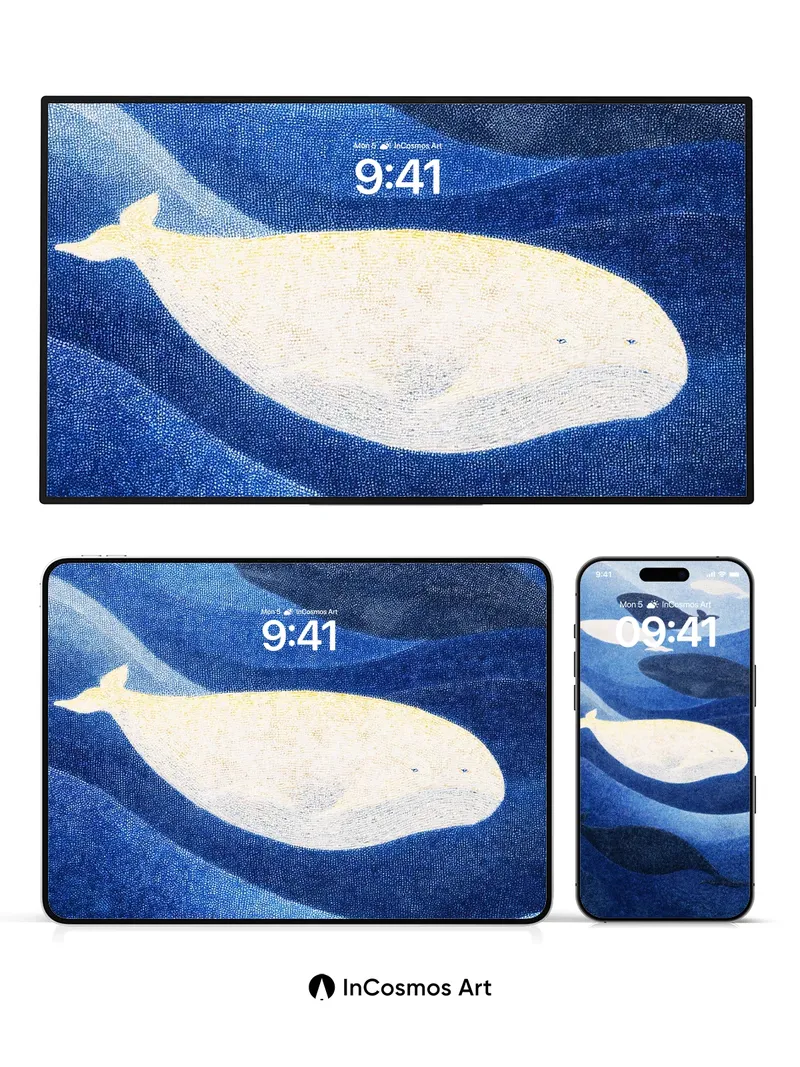 Serenity Whale Wallpaper with Textured Depth