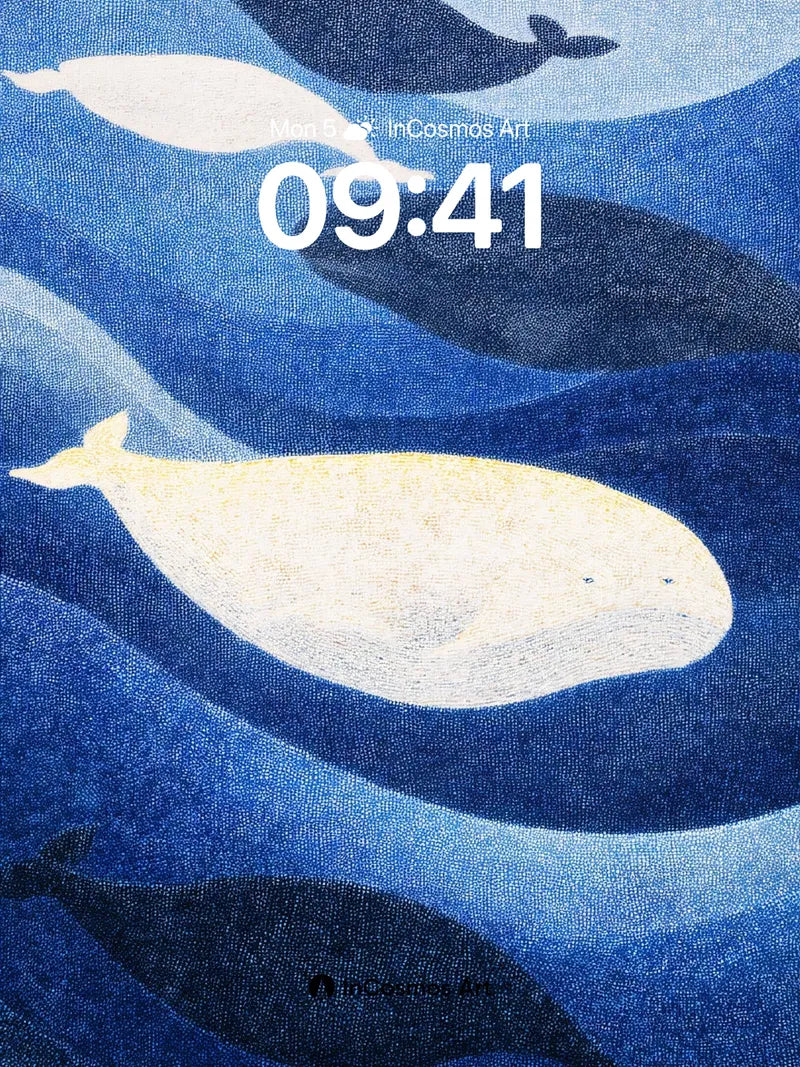 Serenity Whale Wallpaper with Textured Depth