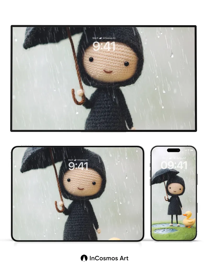 Whispering Rain Wallpaper with Crochet Kindness