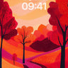 Fiery Pathway Wallpaper with Autumn Pulse wallpaper for iPhone, iPad & Mac
