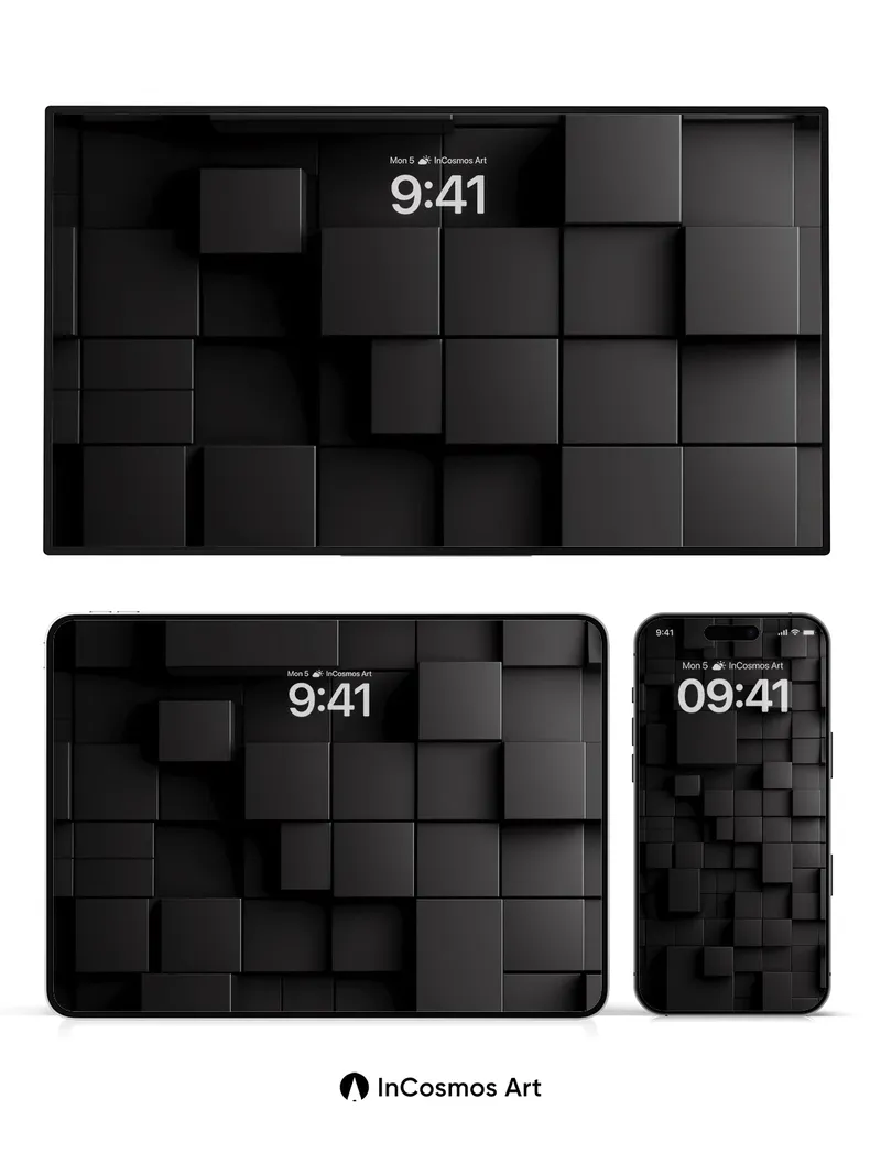 Shadowed Grid Wallpaper with Floating Depth