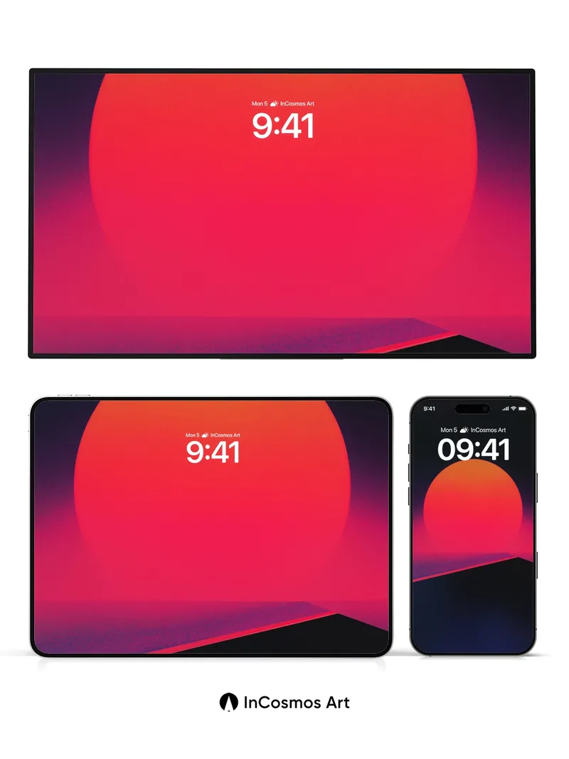 Neon Horizon Wallpaper with Electric Sun