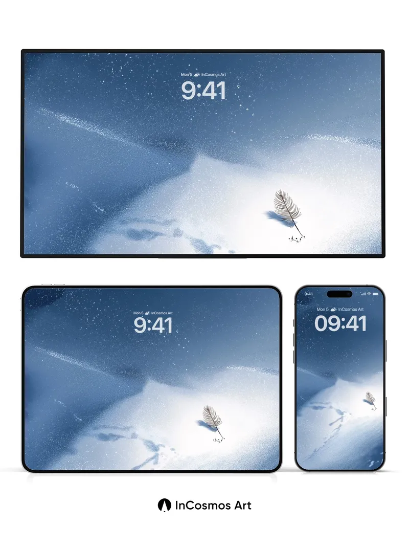 Silent Feather Wallpaper with Starlit Snowdrift