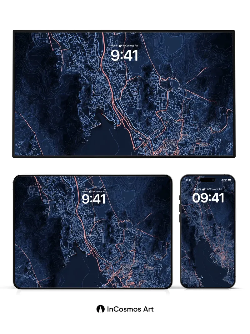 Neon Vein Wallpaper with City Pulse