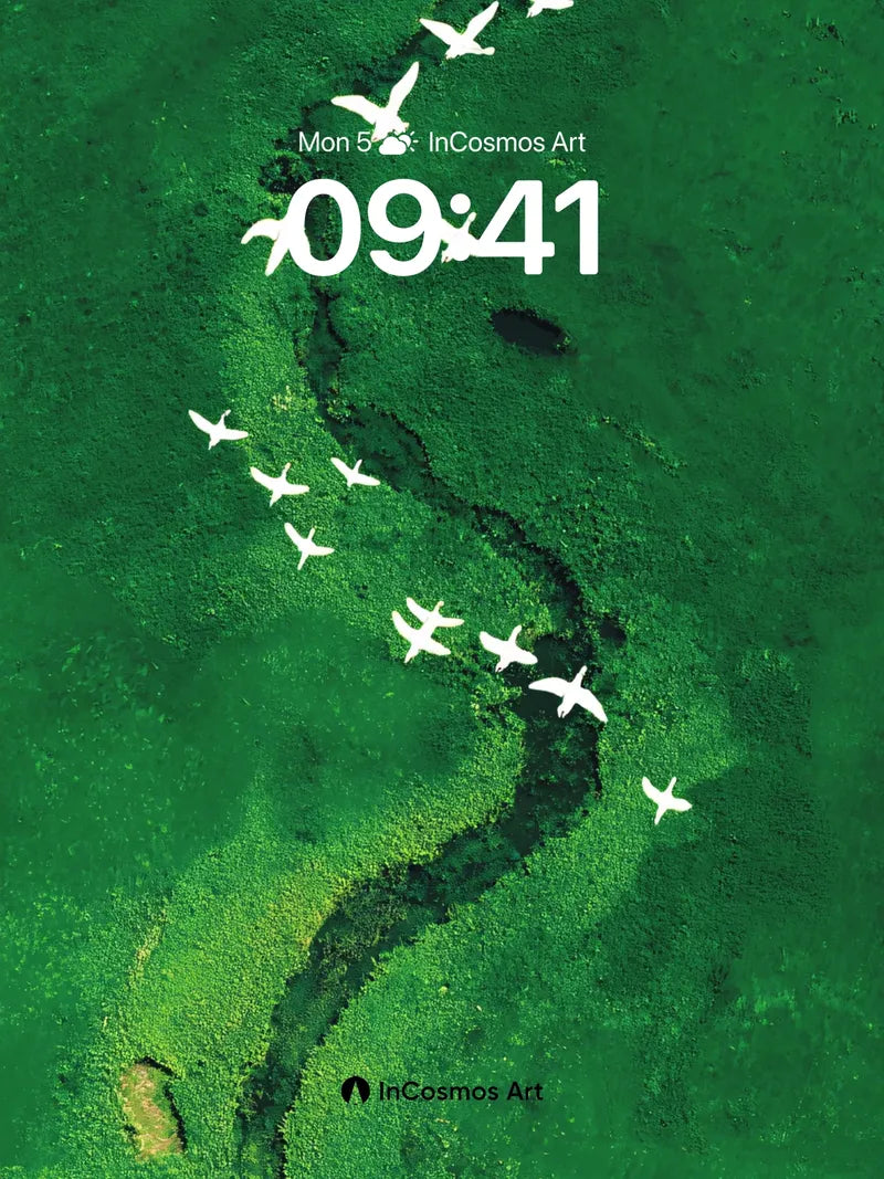 Serene Flight Wallpaper with Emerald Veins