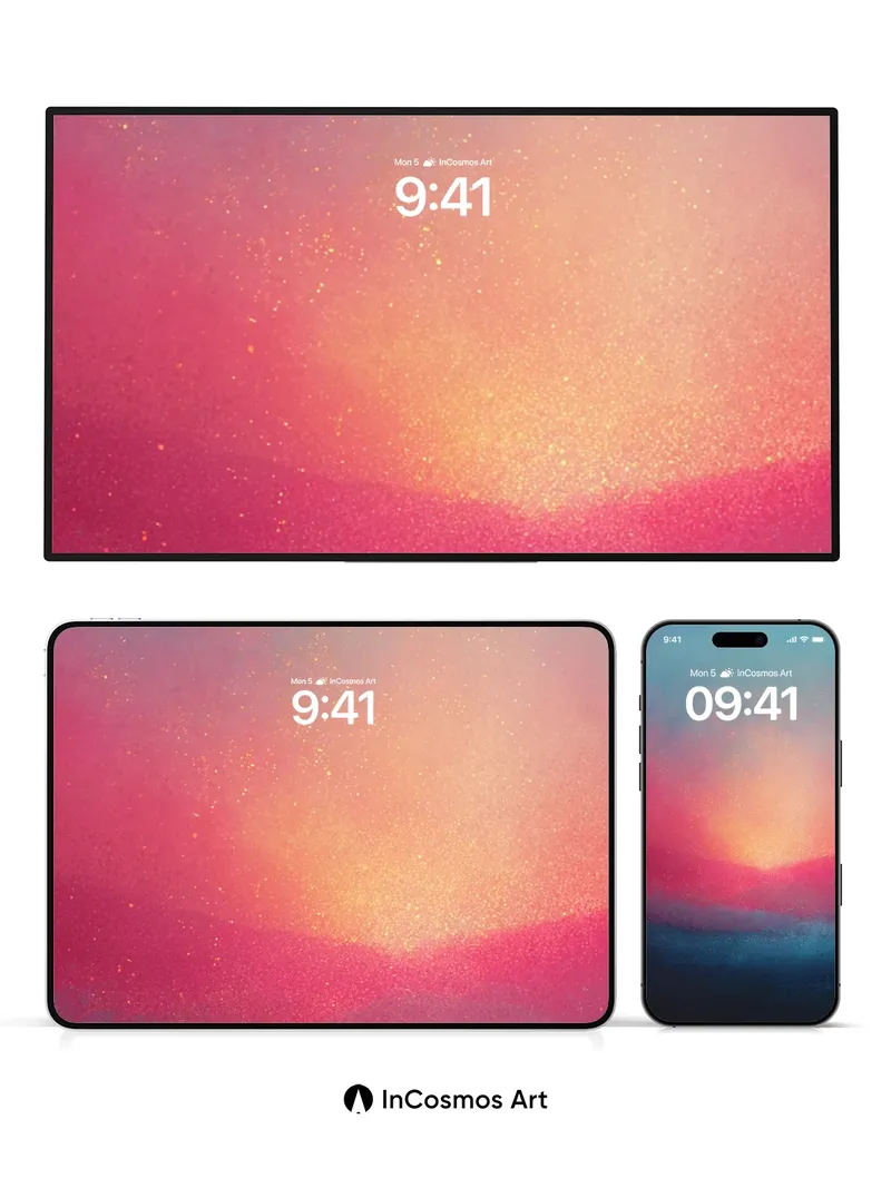 Cosmic Ember Wallpaper with Floating Light Dust