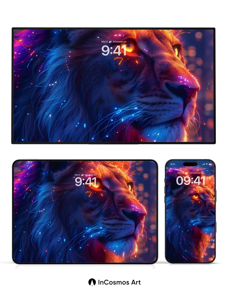 Neon Sovereign Wallpaper with Cosmic Fur