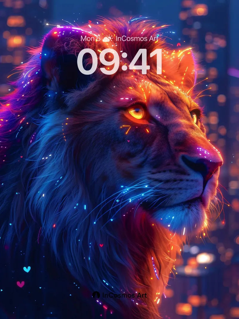 Neon Sovereign Wallpaper with Cosmic Fur