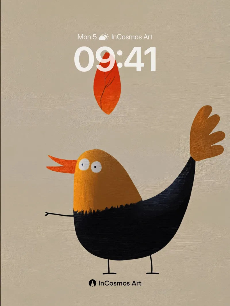 Playful Gobble Wallpaper with Autumn Leaf