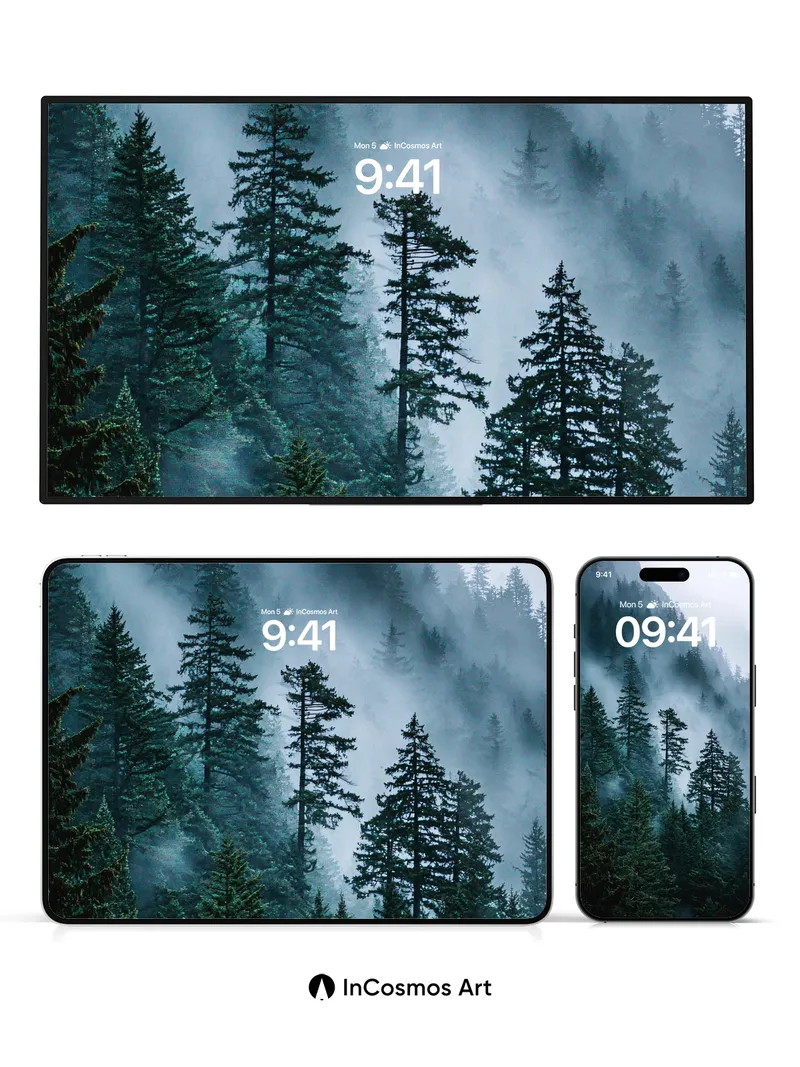 Whispering Pine Wallpaper with Mist Veils