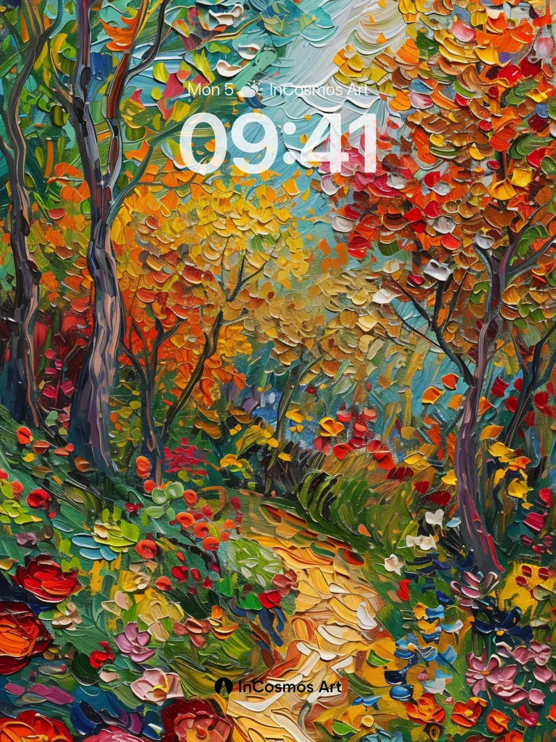 Autumn Whirl Wallpaper with Painted Path