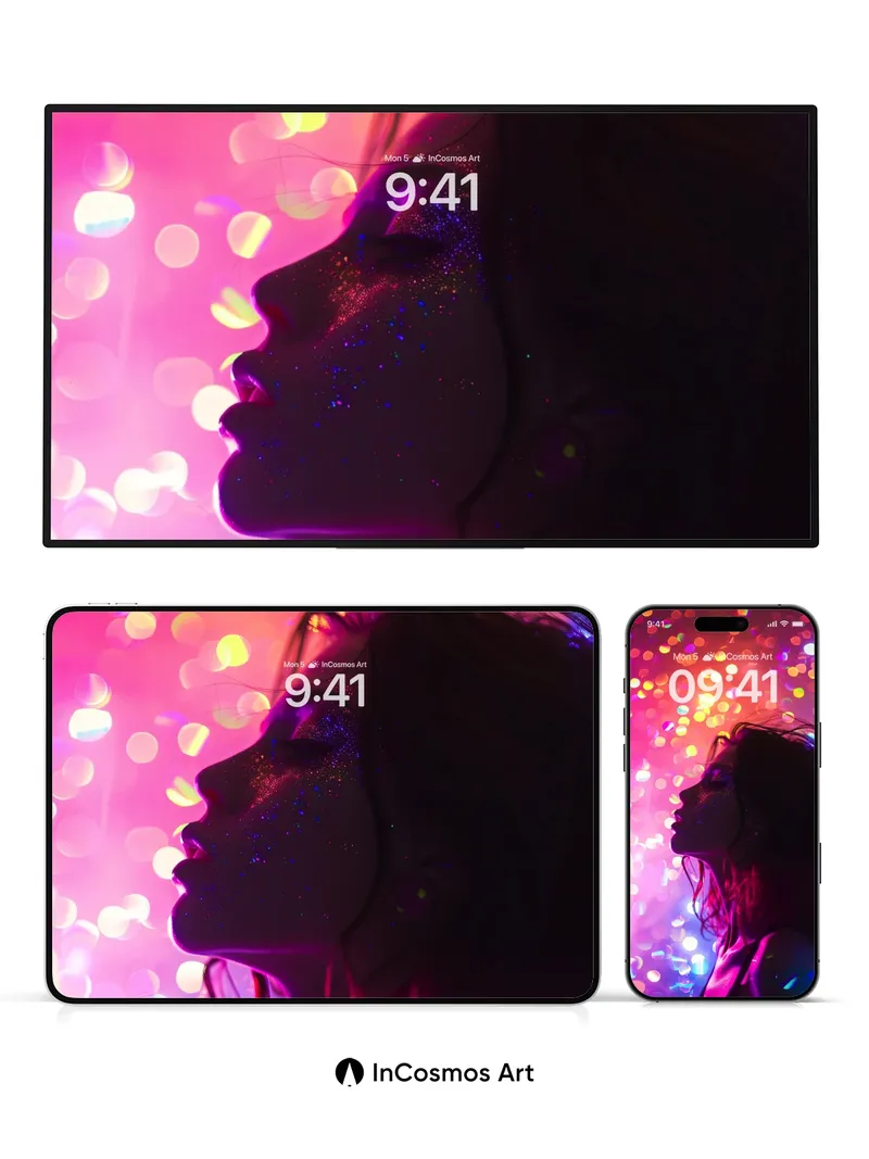 Neon Reverie Wallpaper with Cosmic Sparkle