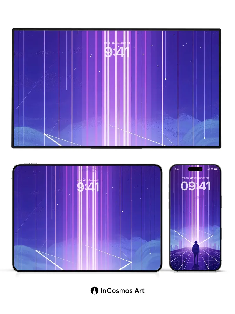 Neon Mirage Wallpaper with Vertical Light Veins