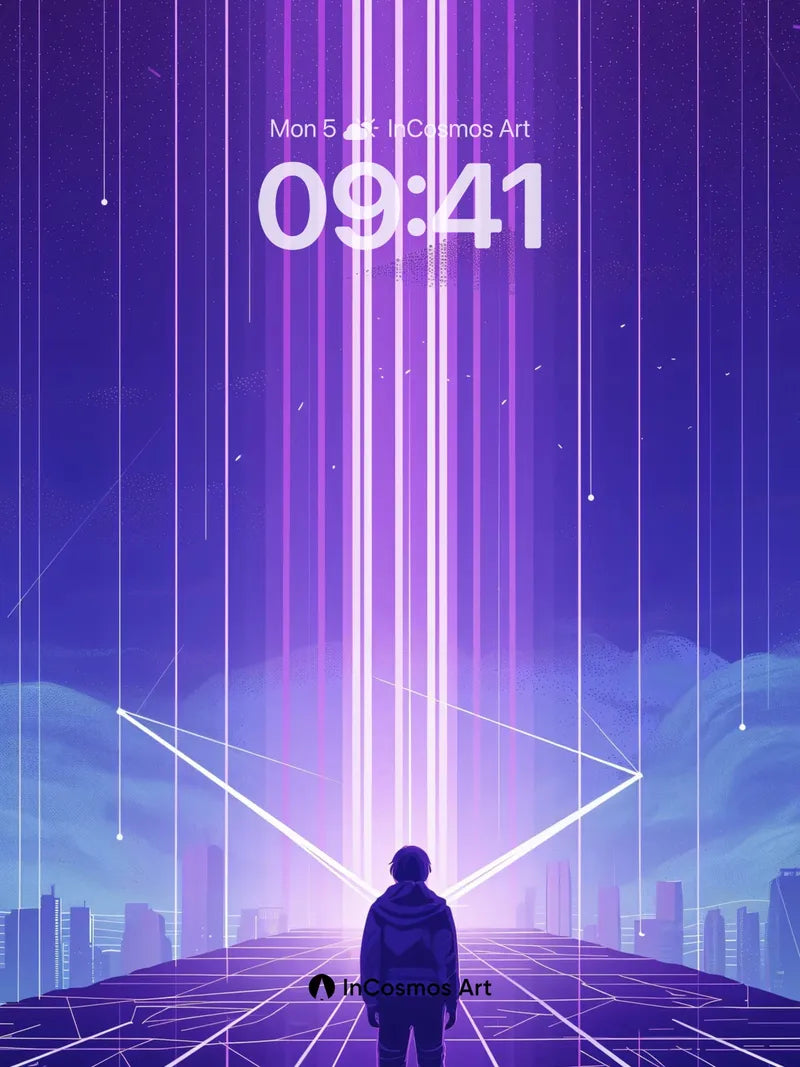 Neon Mirage Wallpaper with Vertical Light Veins