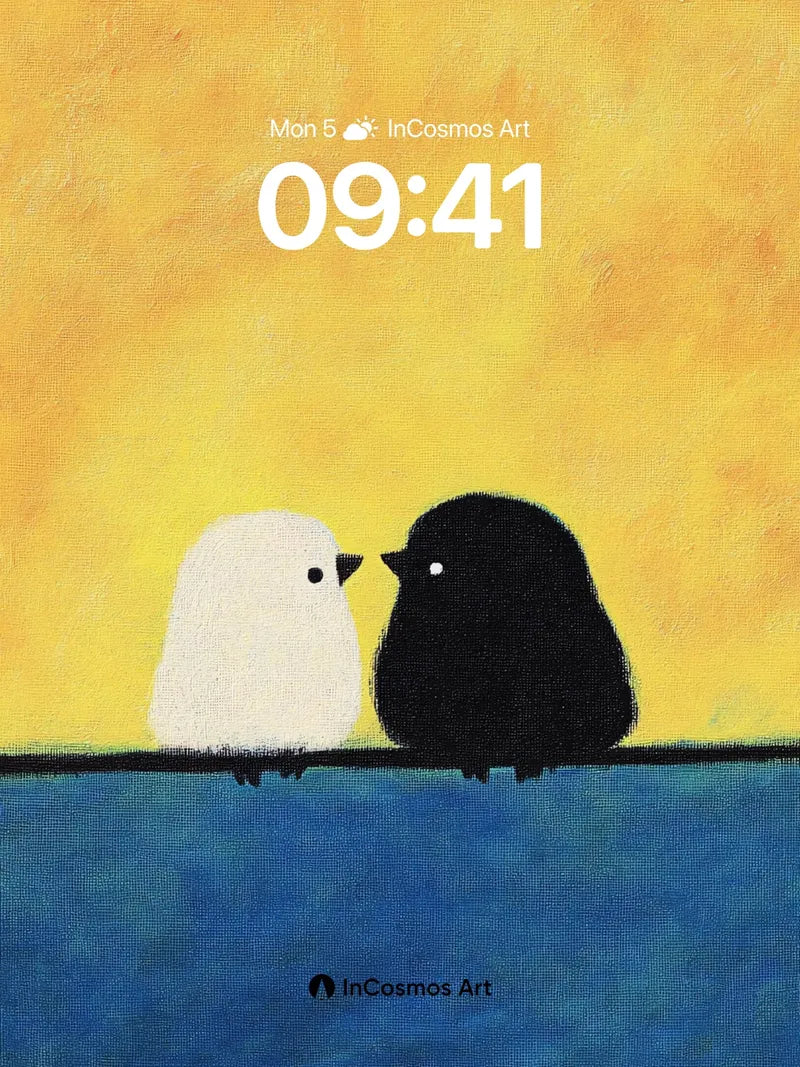 Serenity Perch Wallpaper with Yin Yang Birds