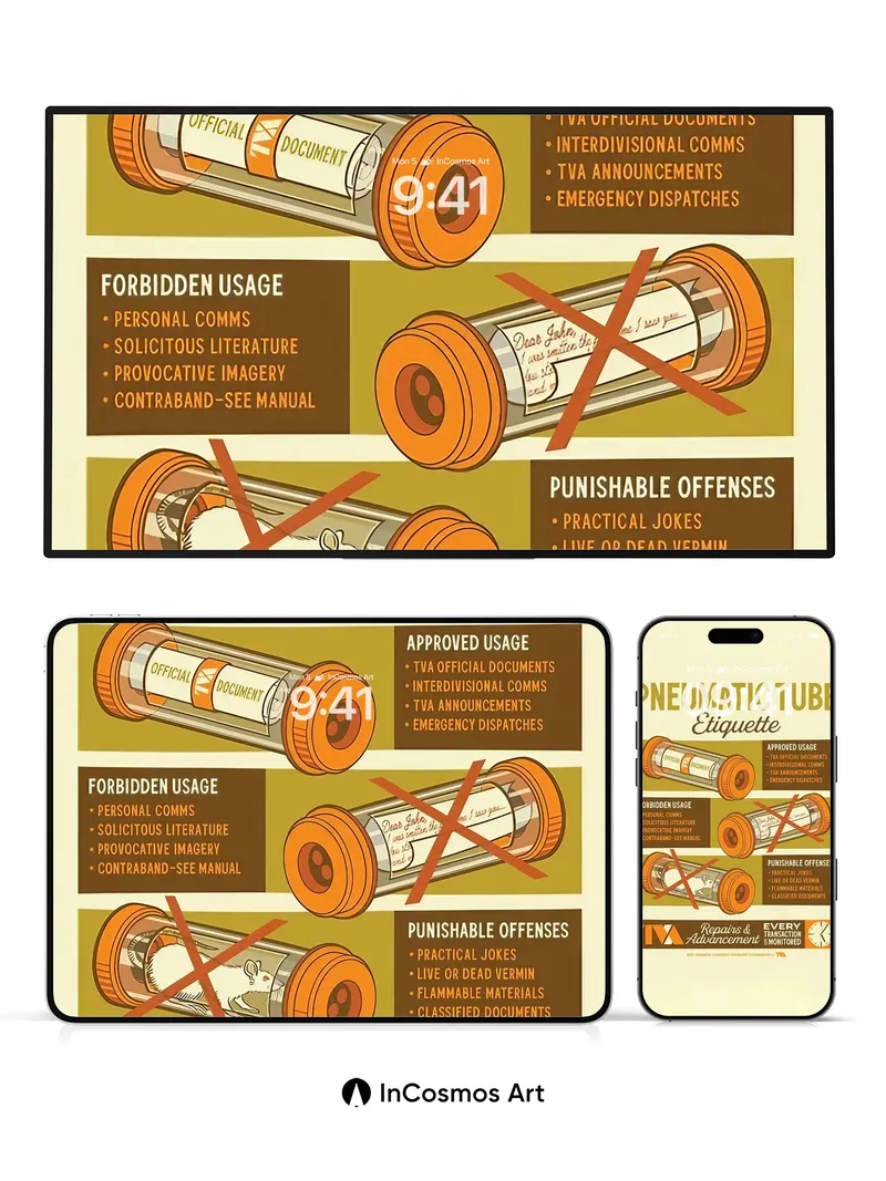Nostalgic Tube Etiquette Wallpaper with Official Seals