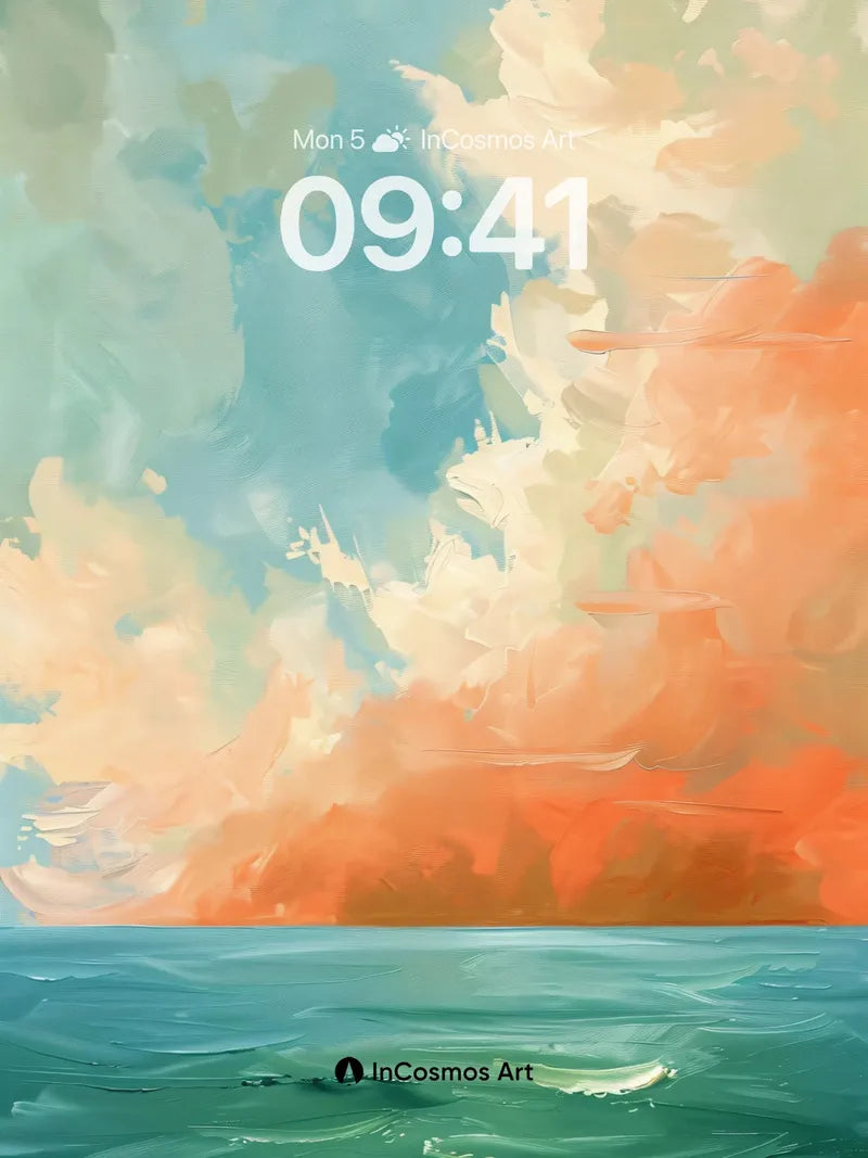 Crimson Horizon Wallpaper with Ocean Breath