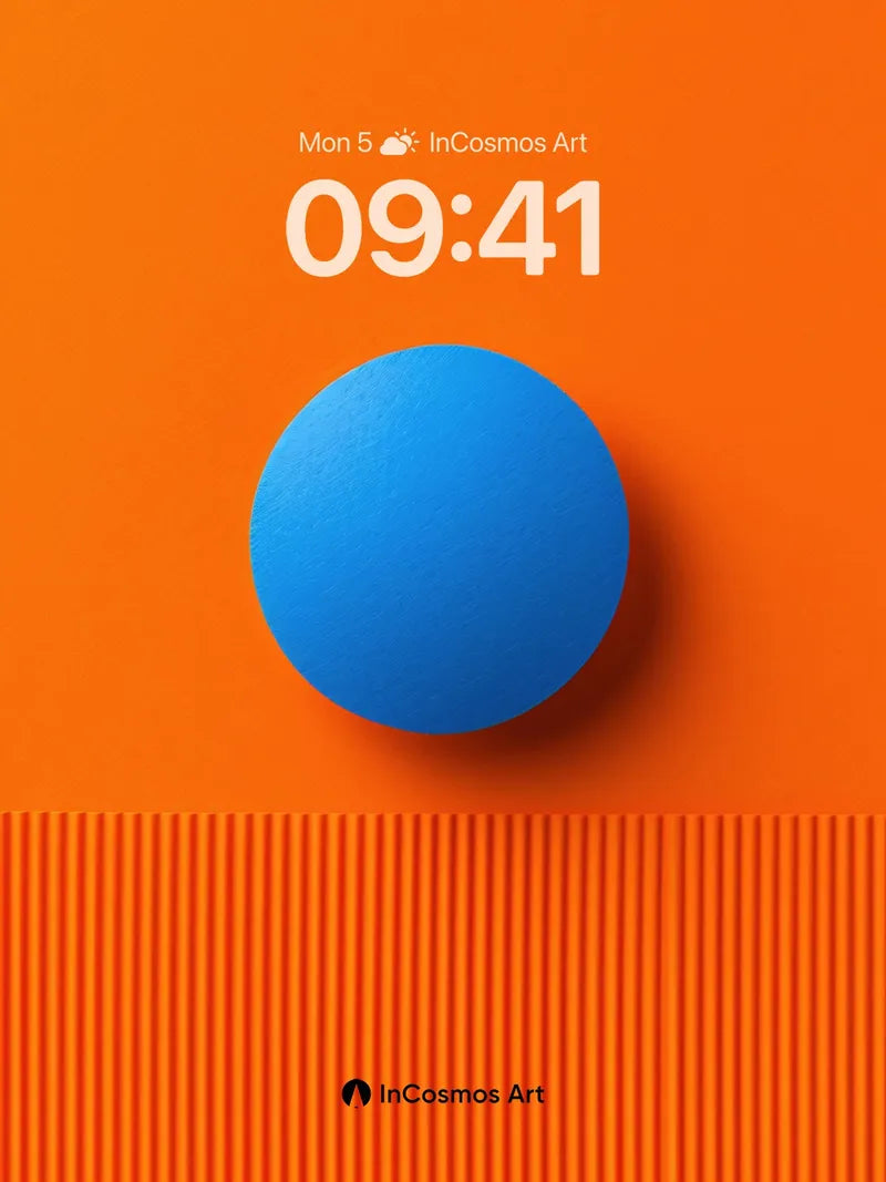Calm Blue Sphere Wallpaper on Orange Canvas