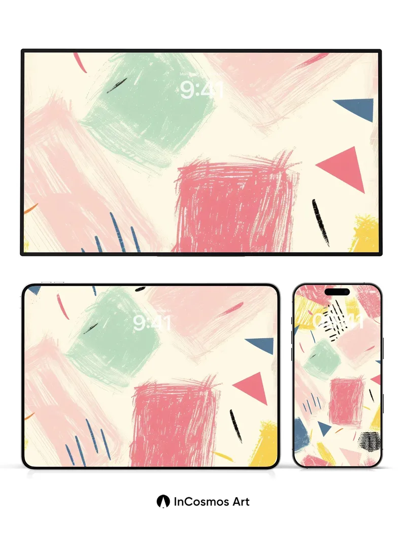 Playful Scribble Wallpaper with Joyful Shapes