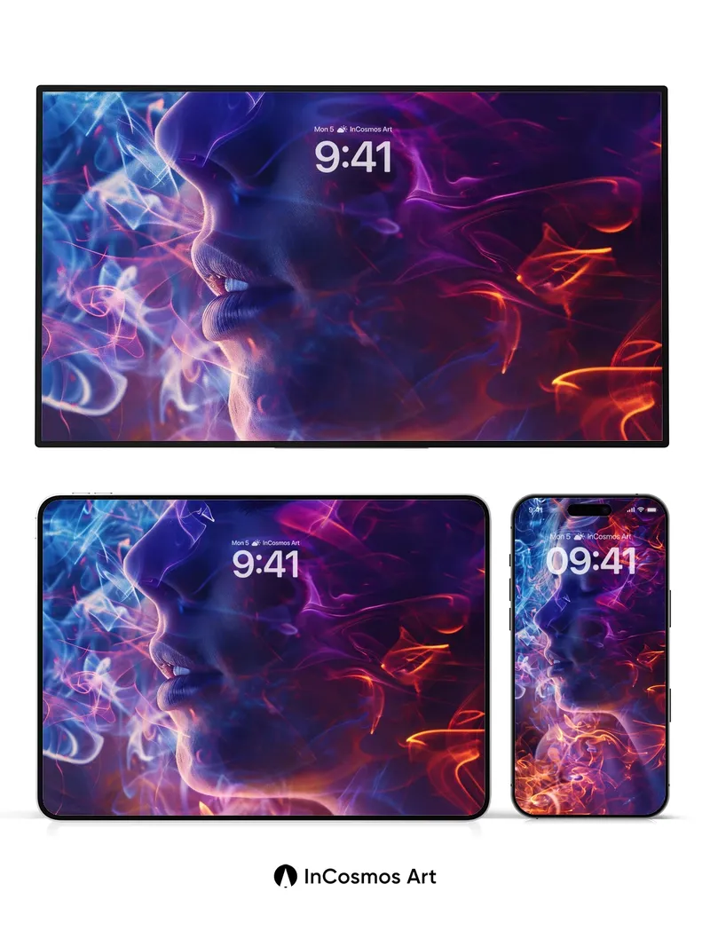 Neon Veil Wallpaper with Ethereal Smoke