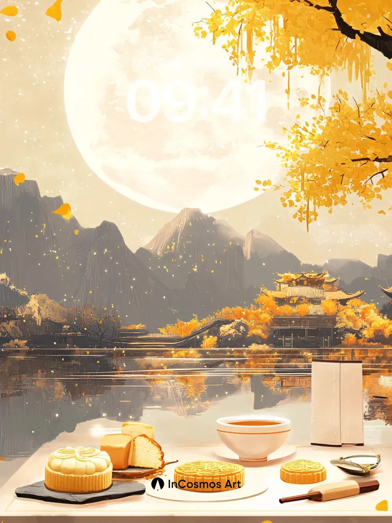 Golden Moonlight Wallpaper with Autumn Whispers