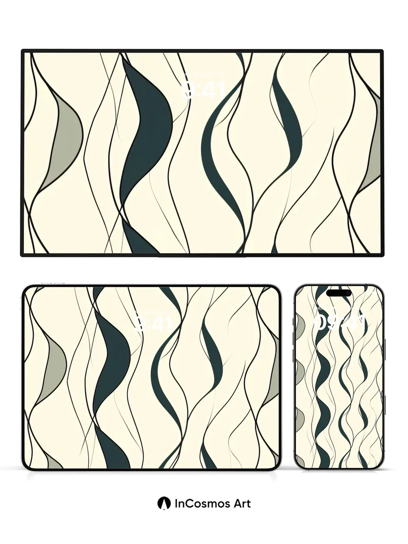 Whispering Waves Wallpaper with Fluid Lines