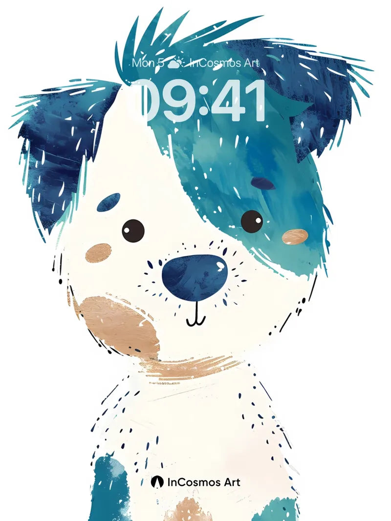 Whimsical Pup Wallpaper with Watercolor Flair wallpaper for iPhone, iPad & Mac