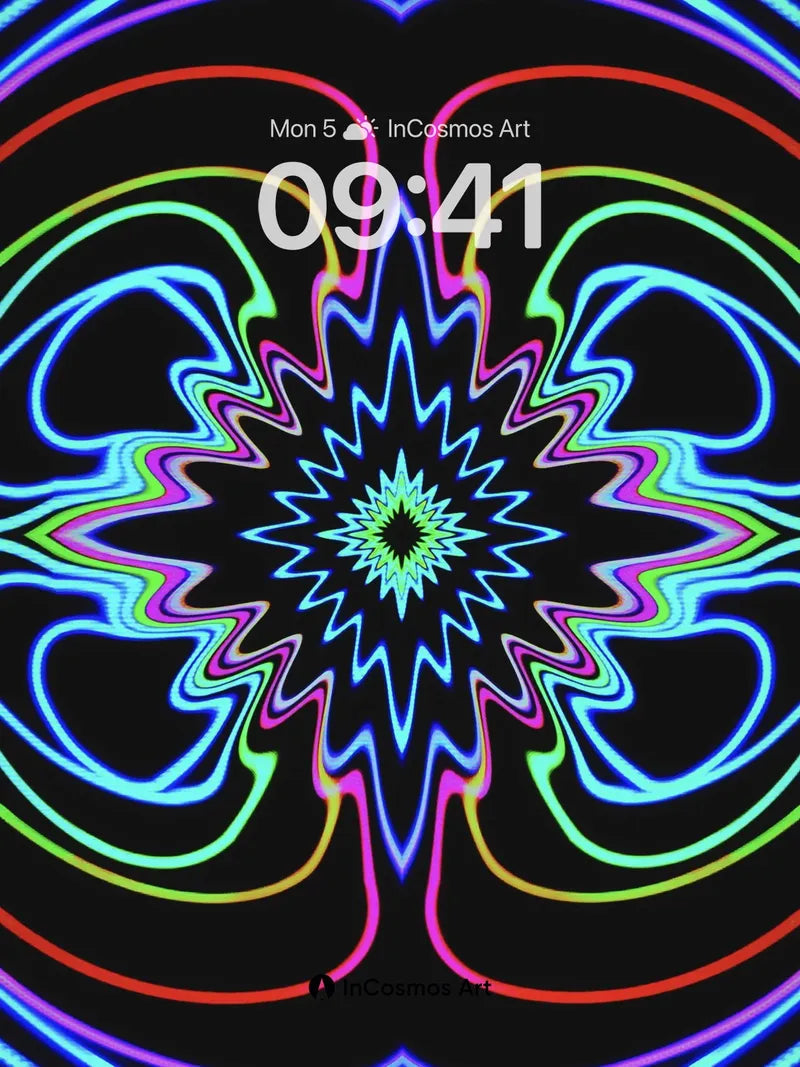 Neon Pulse Wallpaper with Cosmic Fractal Core
