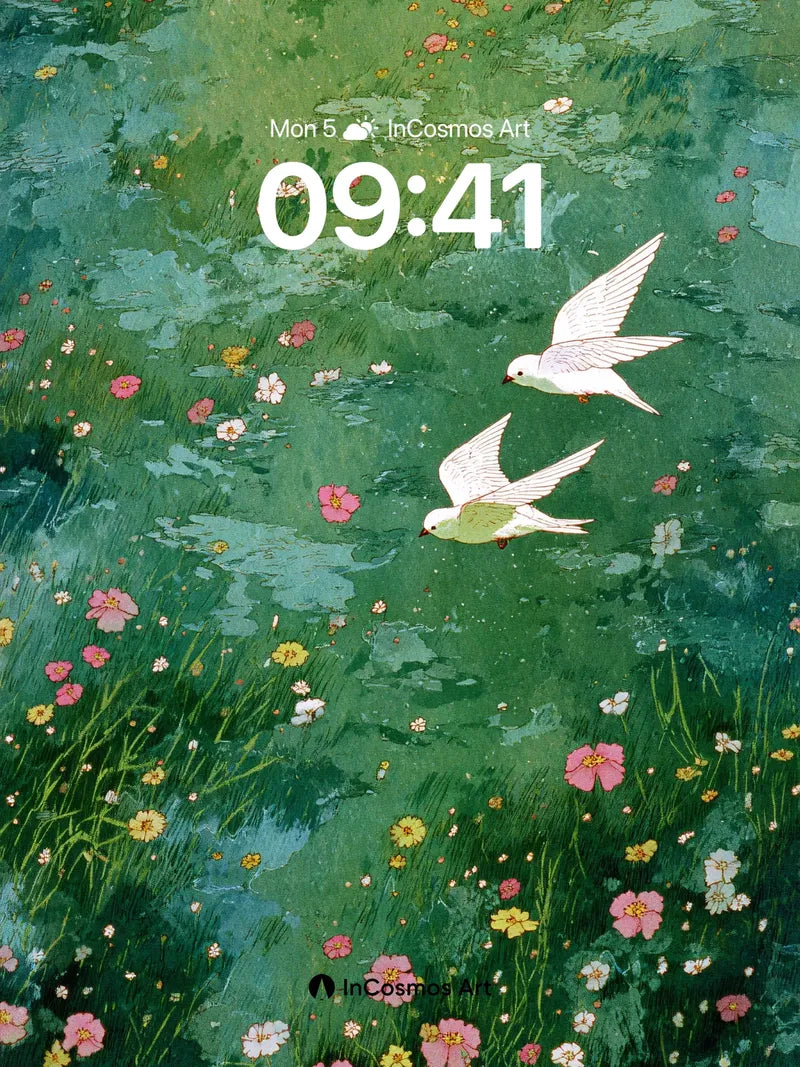 Whispering Wings Wallpaper with Floating Petals