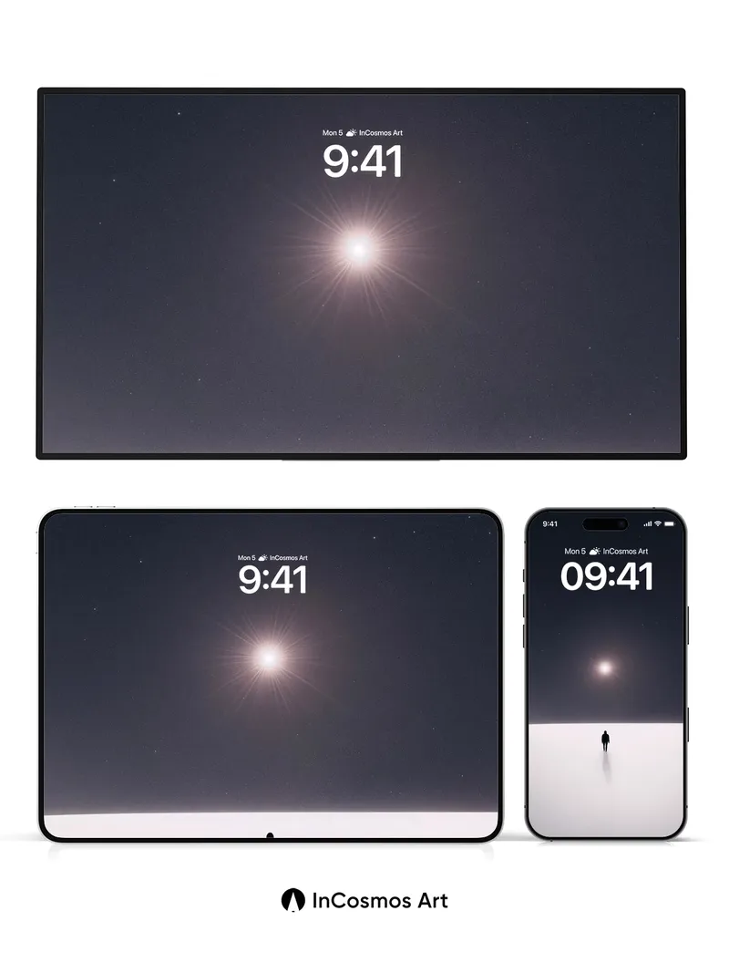 Lonely Horizon Wallpaper with Celestial Light