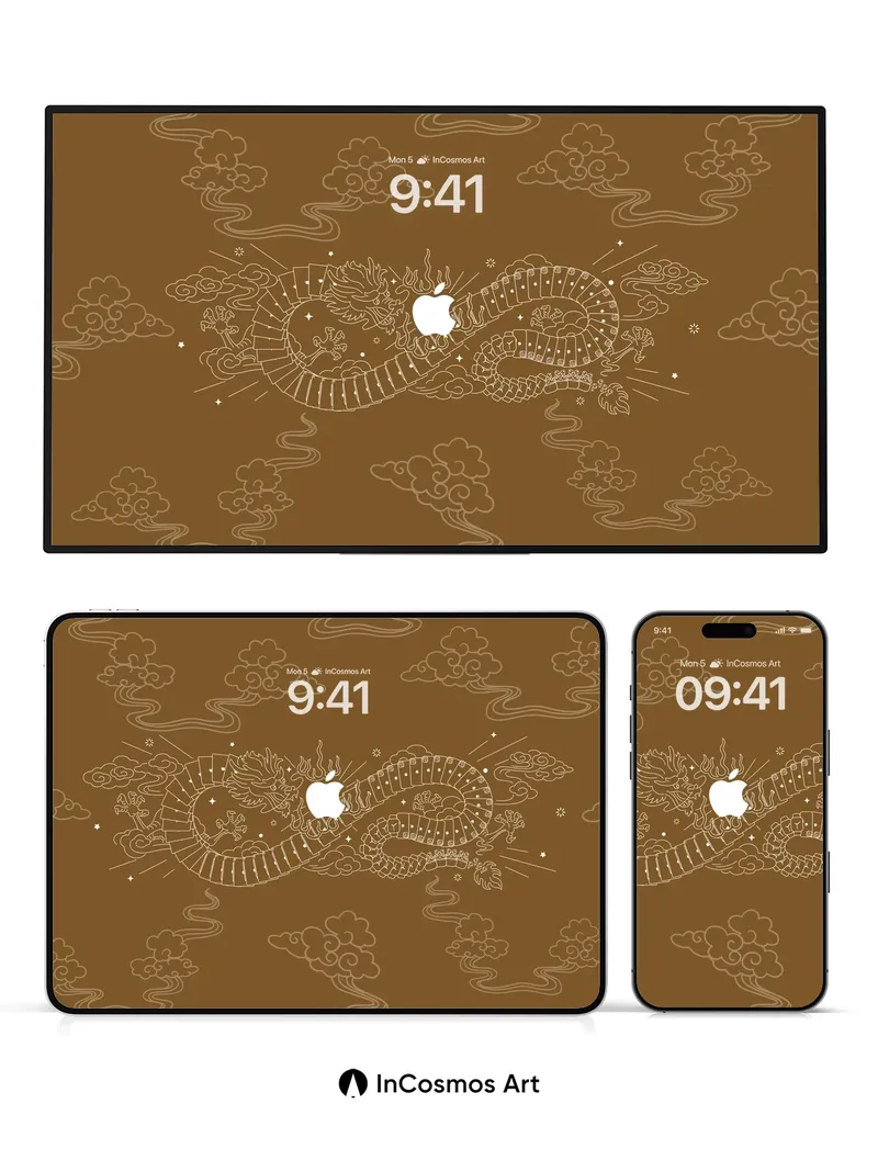 Golden Serpent Wallpaper with Apple Heart