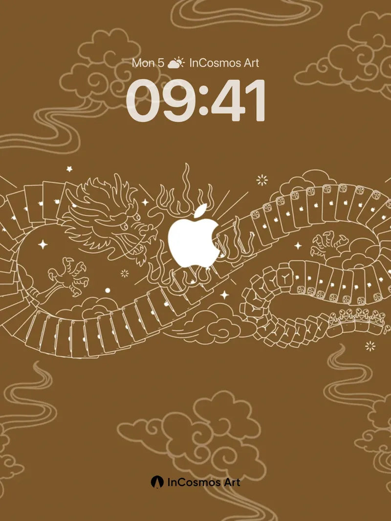 Golden Serpent Wallpaper with Apple Heart