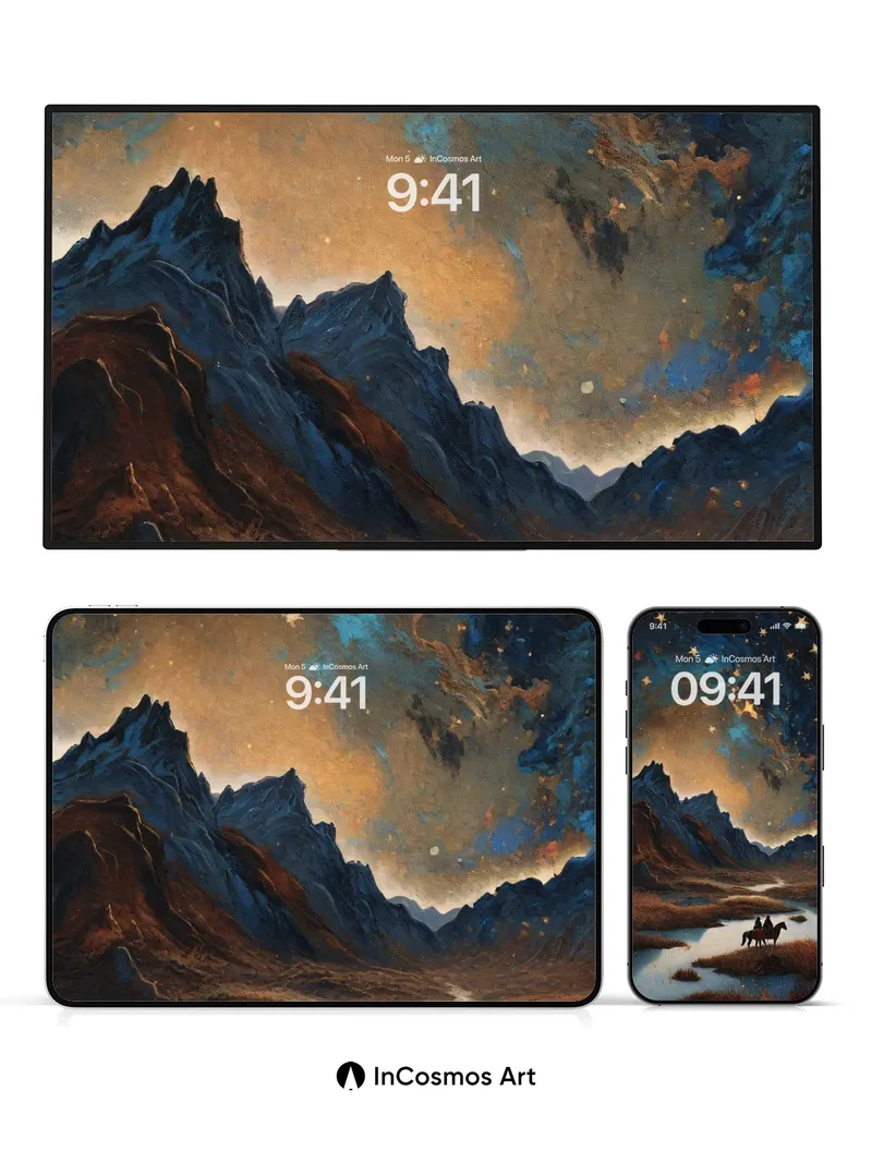 Stellar Echoes Wallpaper with Midnight Riders