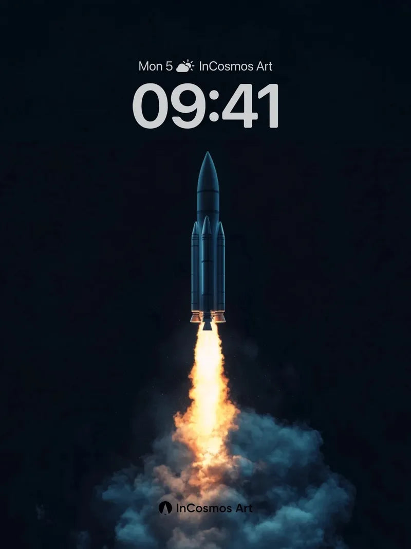 Cosmic Ascent Wallpaper with Fiery Trail