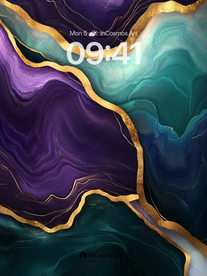 Lavender Abyss Wallpaper with Golden Veins