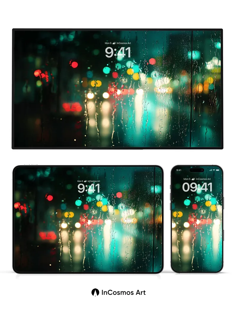 Neon Rainfall Wallpaper with Glass Tears