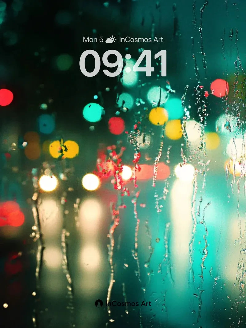 Neon Rainfall Wallpaper with Glass Tears