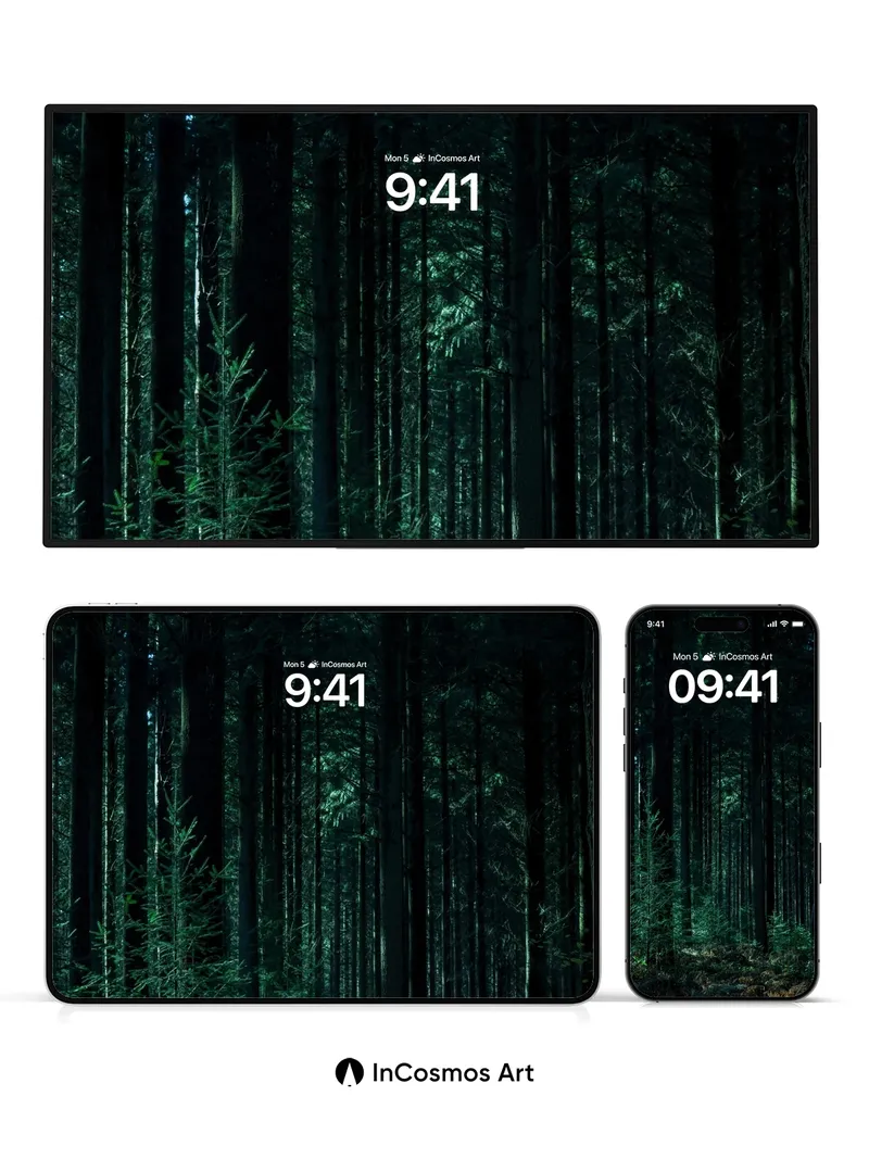 Whispering Pines Wallpaper with Moonlit Veil