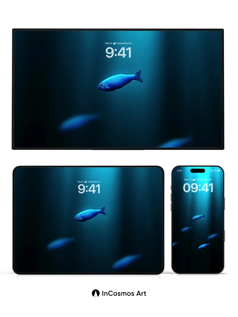 Serenity Abyss Wallpaper with Bioluminescent Drift